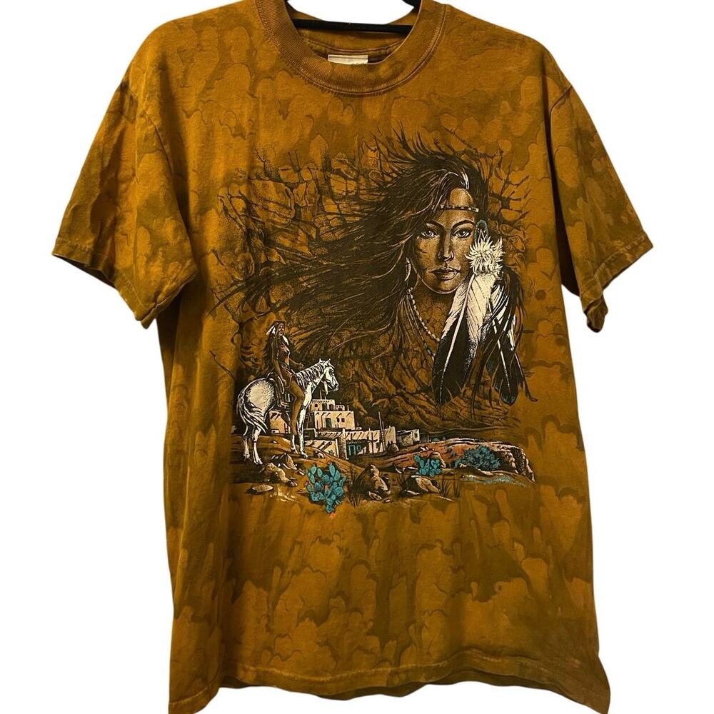 Vintage 90s Native Woman, Horse, and Pueblo Ragtops Shirt Adult Medium